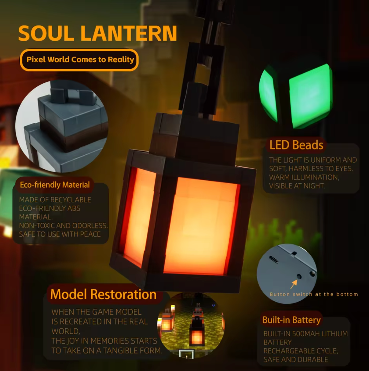 Glowstone Minecraft Inspired Lamp