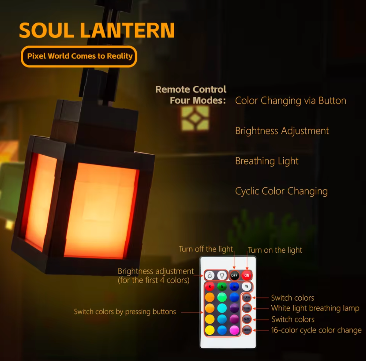 Glowstone Minecraft Inspired Lamp